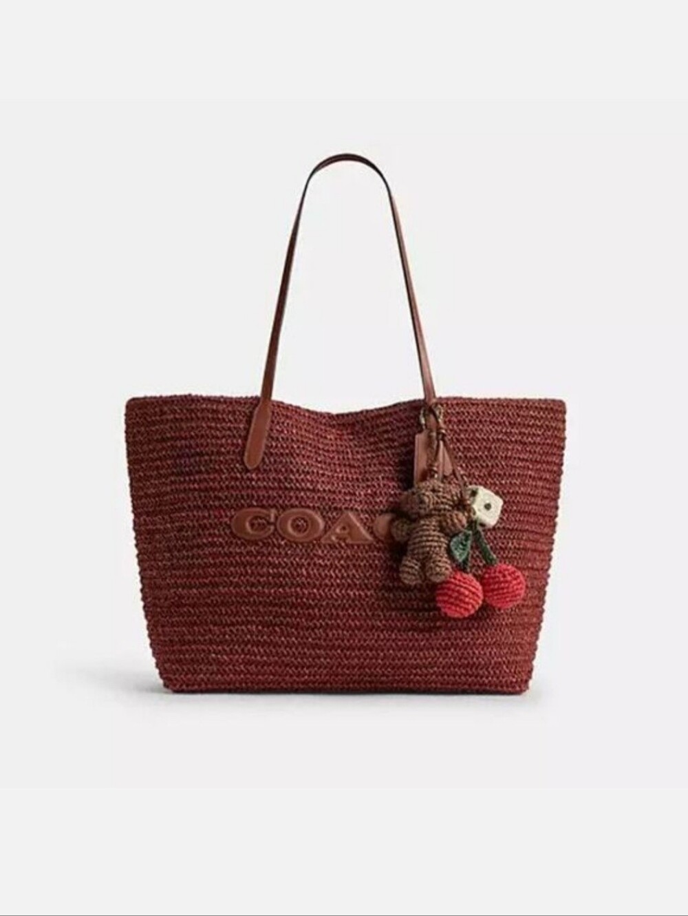 Coach Large City Tote Bag With Charms CES20 Straw/Gold/Russet - Picture 2 of 12